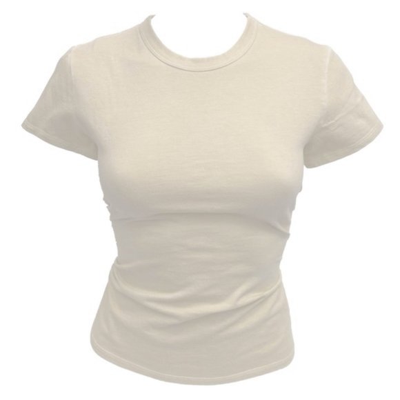 NWT Vintage Wash Stretch Ivory/Cream Tee Shirt - Women's Juniors Size M T-Shirts - Picture 1 of 2